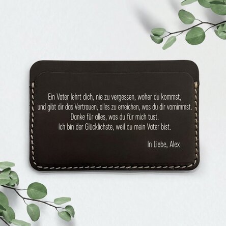 Personalisierte, farbige Lederbrieftasche mit Botschaft