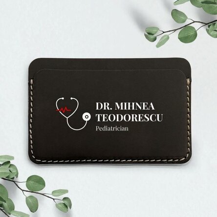 Personalised leather wallet with text - Medic