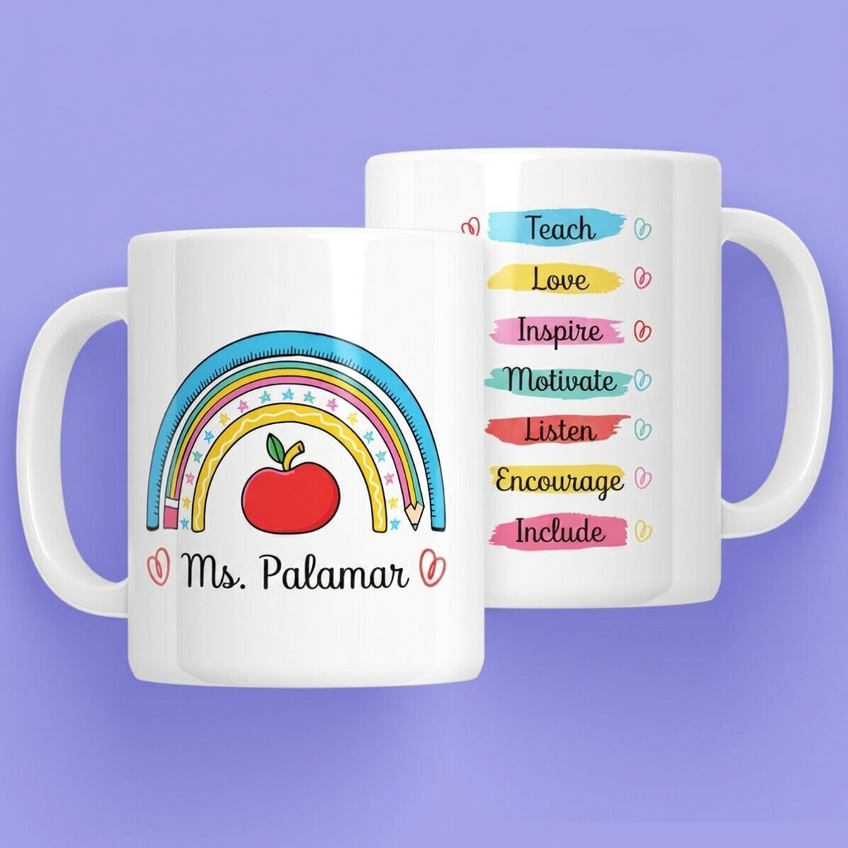 Personalisierte Tasse mit Text – Die Arbeit des Lehrers
