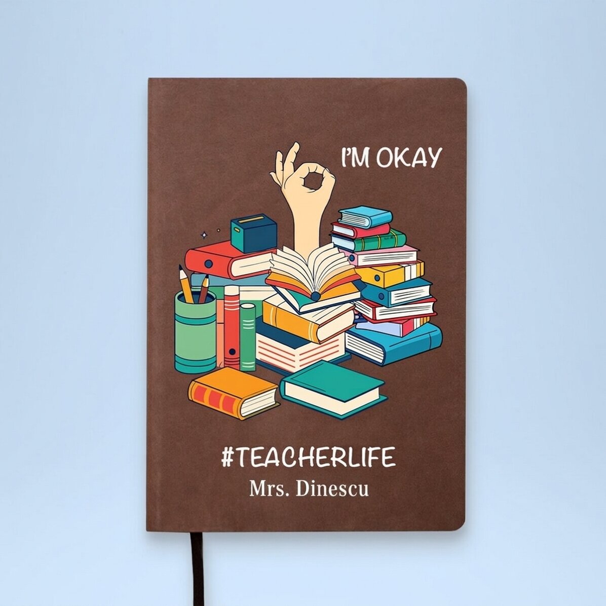 Personalisierter, farbiger Leder-Terminkalender – #TEACHERLIFE