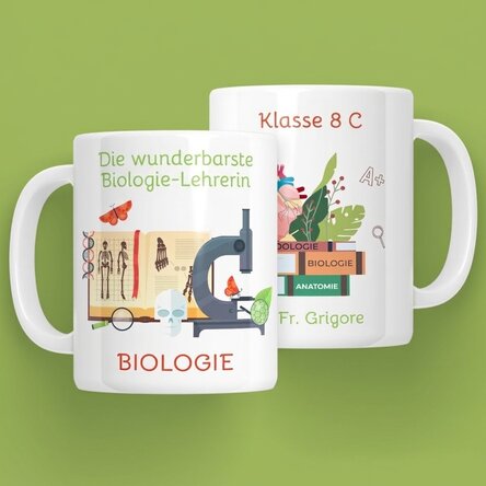 Personalisierte Tasse mit Aufschrift – Biologielehrer