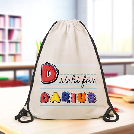 Personalisierter Rucksack mit Namen und Botschaft – Dinosaurier-Motiv