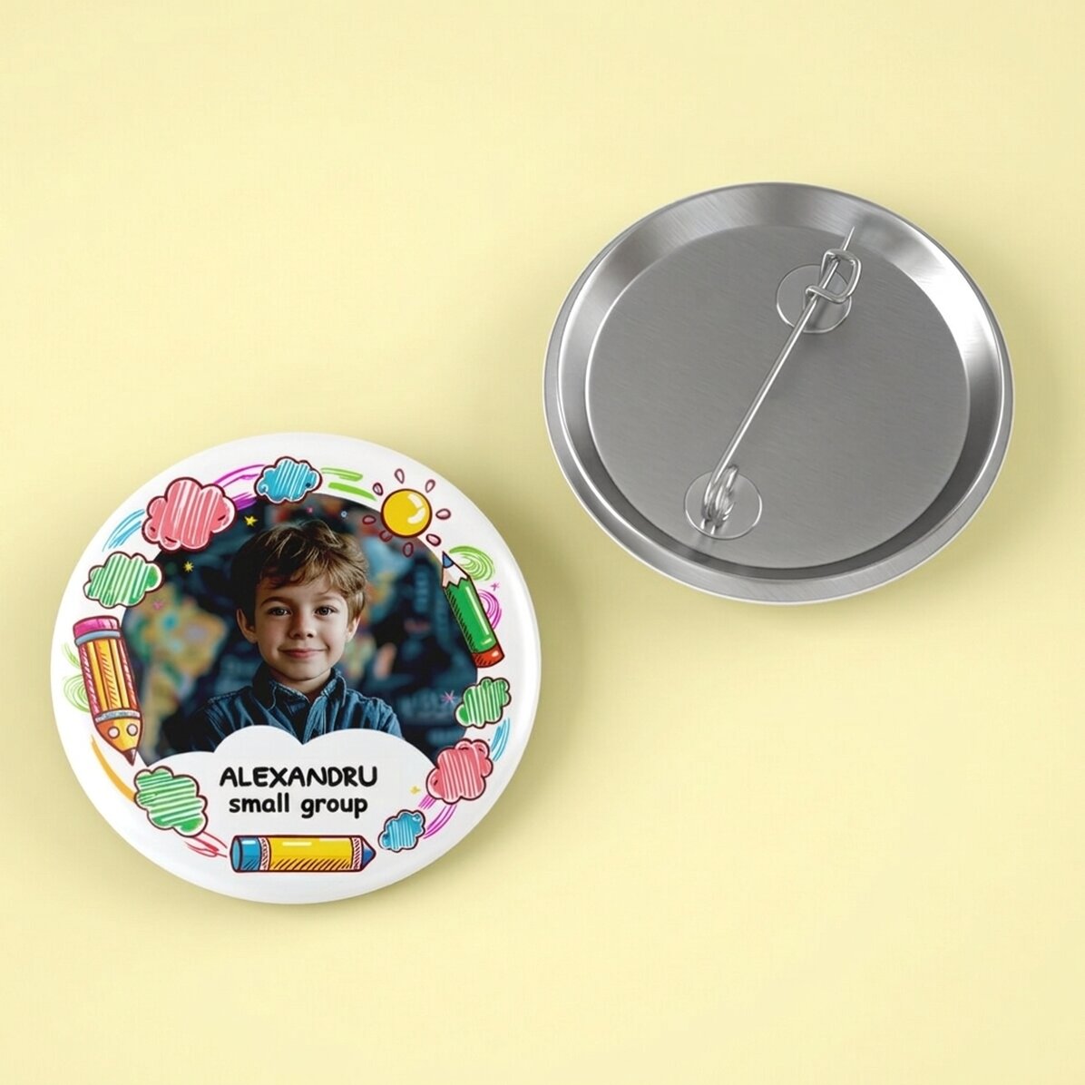 Personalisiertes Abzeichen mit Foto und Text – Kindergarten