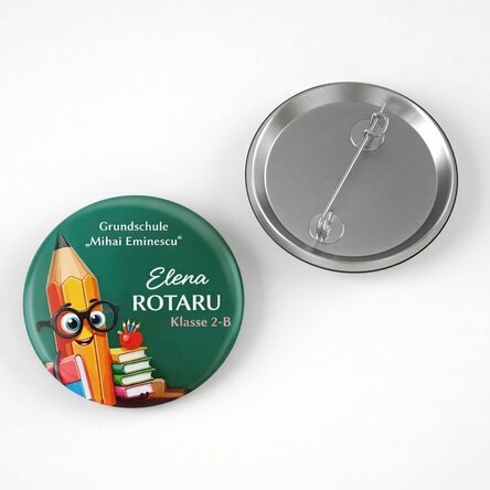 Personalisiertes Button mit Botschaft – Schule