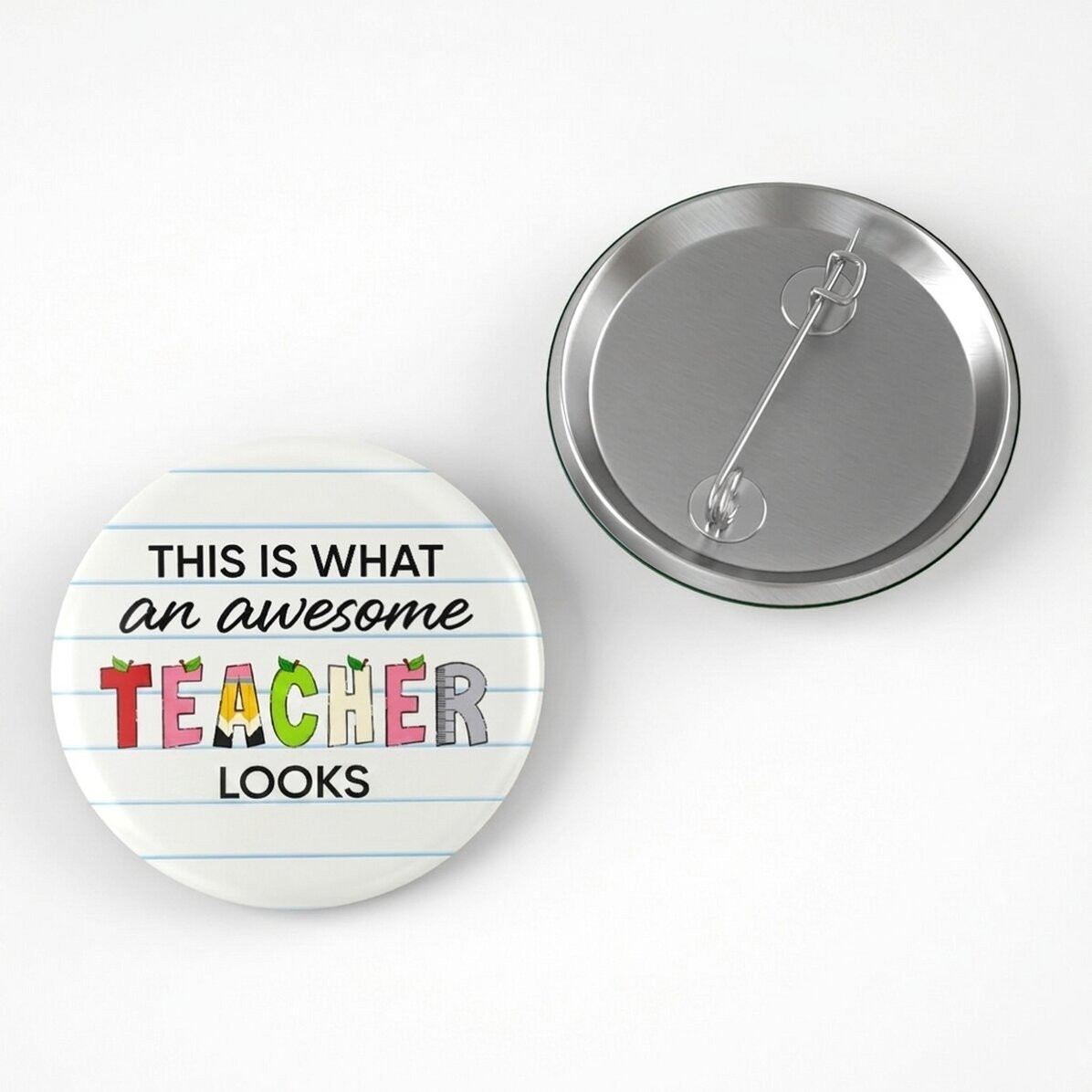 Personalisiertes Abzeichen mit Botschaft – „Awesome teacher“