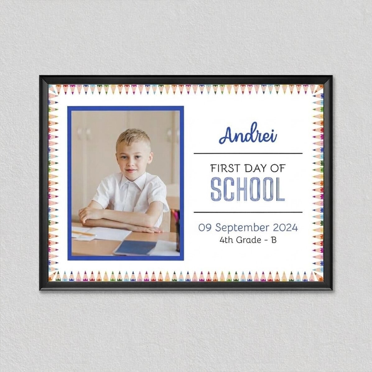 Individuell gestaltetes Bild mit Text und 1 Foto – Back to School