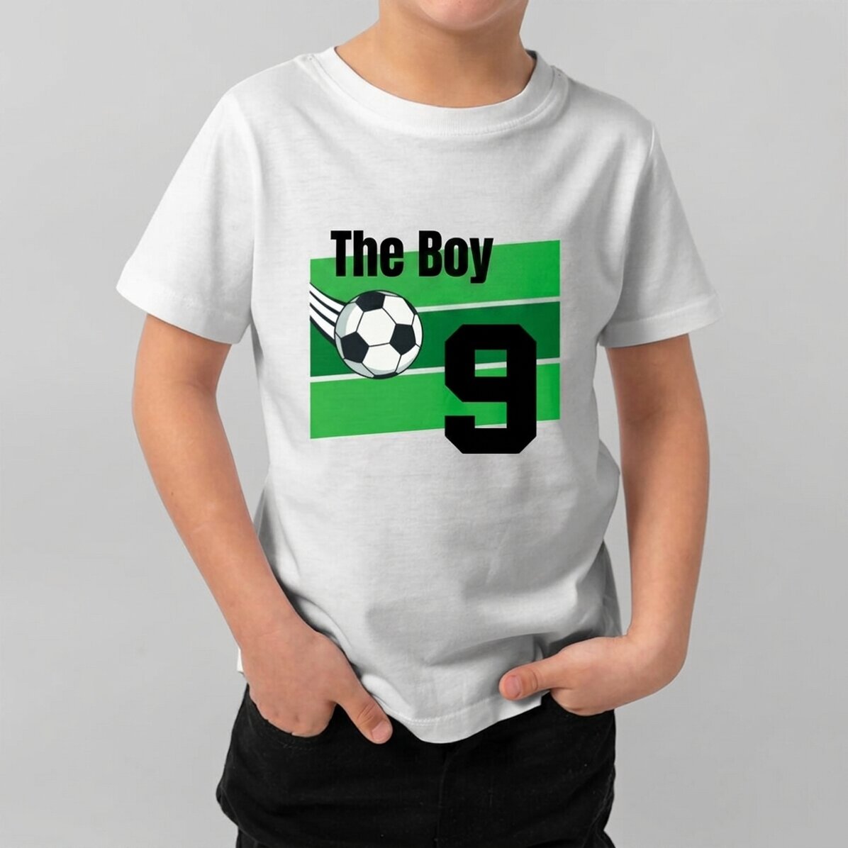 Personalisiertes Baumwoll-T-Shirt für Kinder mit Aufdruck – Fußball