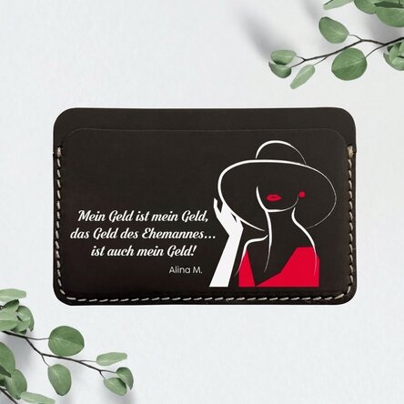 Personalisierte, farbige Lederbrieftasche mit Botschaft – Lady