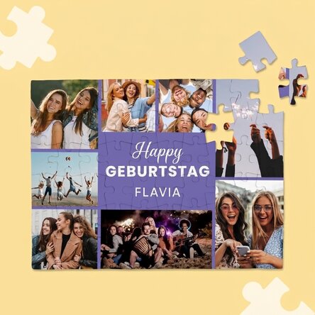 Individuell gestaltetes Puzzle mit 8 Fotos und Text
