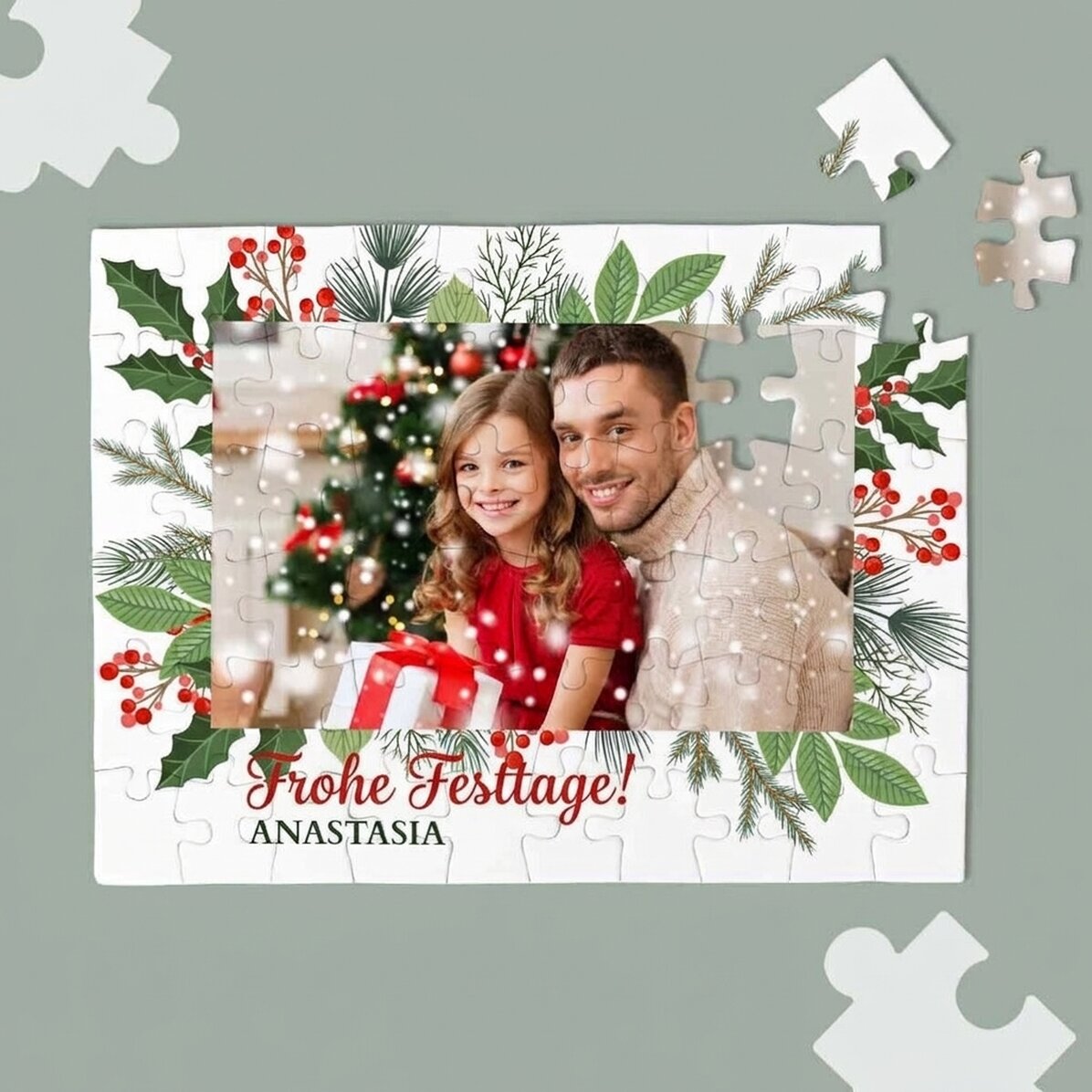 Personalisiertes Puzzle mit Foto und Text – Märchenhafte Weihnachten