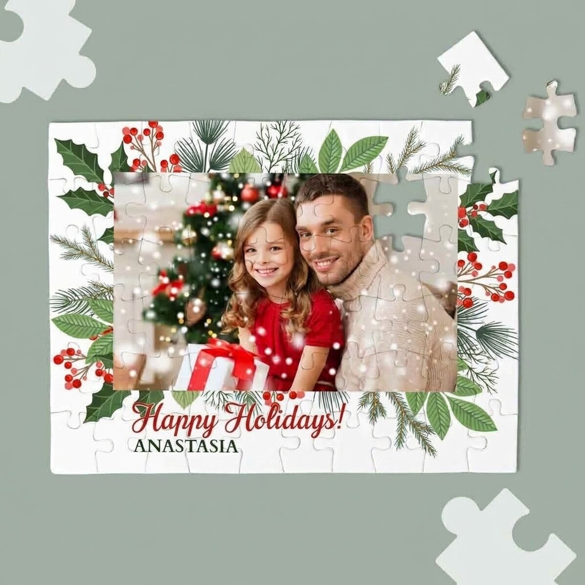 Personalisiertes Puzzle mit Foto und Text – Märchenhafte Weihnachten