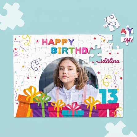 Individuell gestaltetes Puzzle mit Foto und Botschaft – Happy Birthday