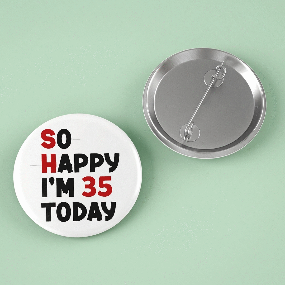 Personalisiertes Abzeichen mit Text – So happy