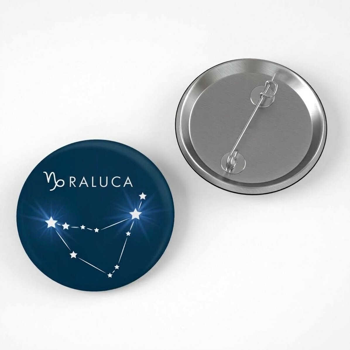 Personalised badge with name - Capricorn zodiac sign
