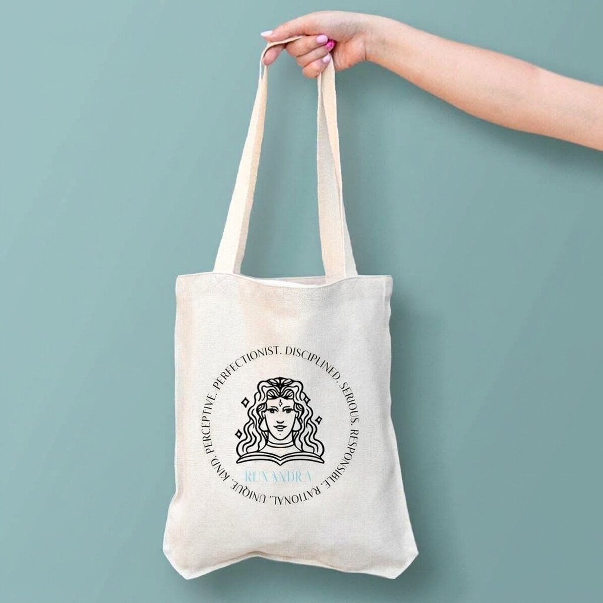 Personalisierte Tasche mit Text – Sternzeichen Jungfrau