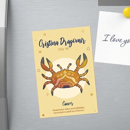 10x15 cm magnet personalised with text - Cancer zodiac sign