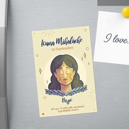 10x15 cm magnet personalised with text - Virgo zodiac sign