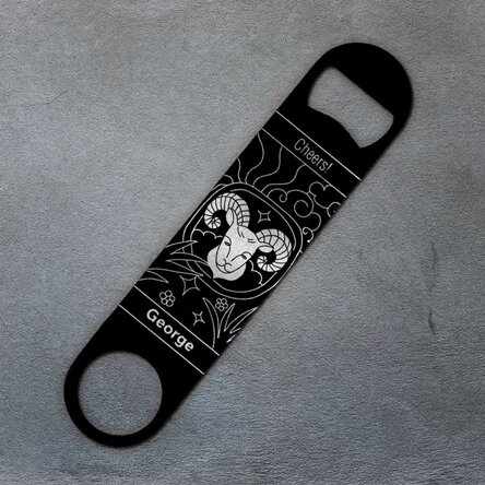 Personalised beer opener with text - Aries zodiac sign