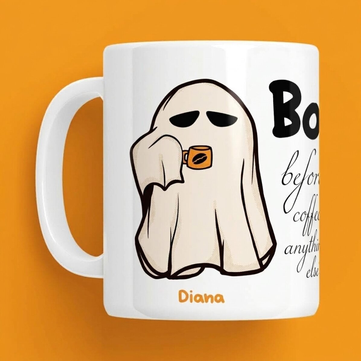 Personalisierte Tasse mit Halloween-Aufdruck – Boo