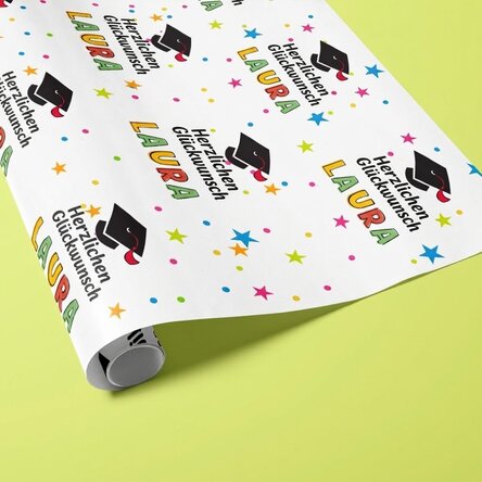Individuell gestaltetes Geschenkpapier mit Text – Schulabschluss