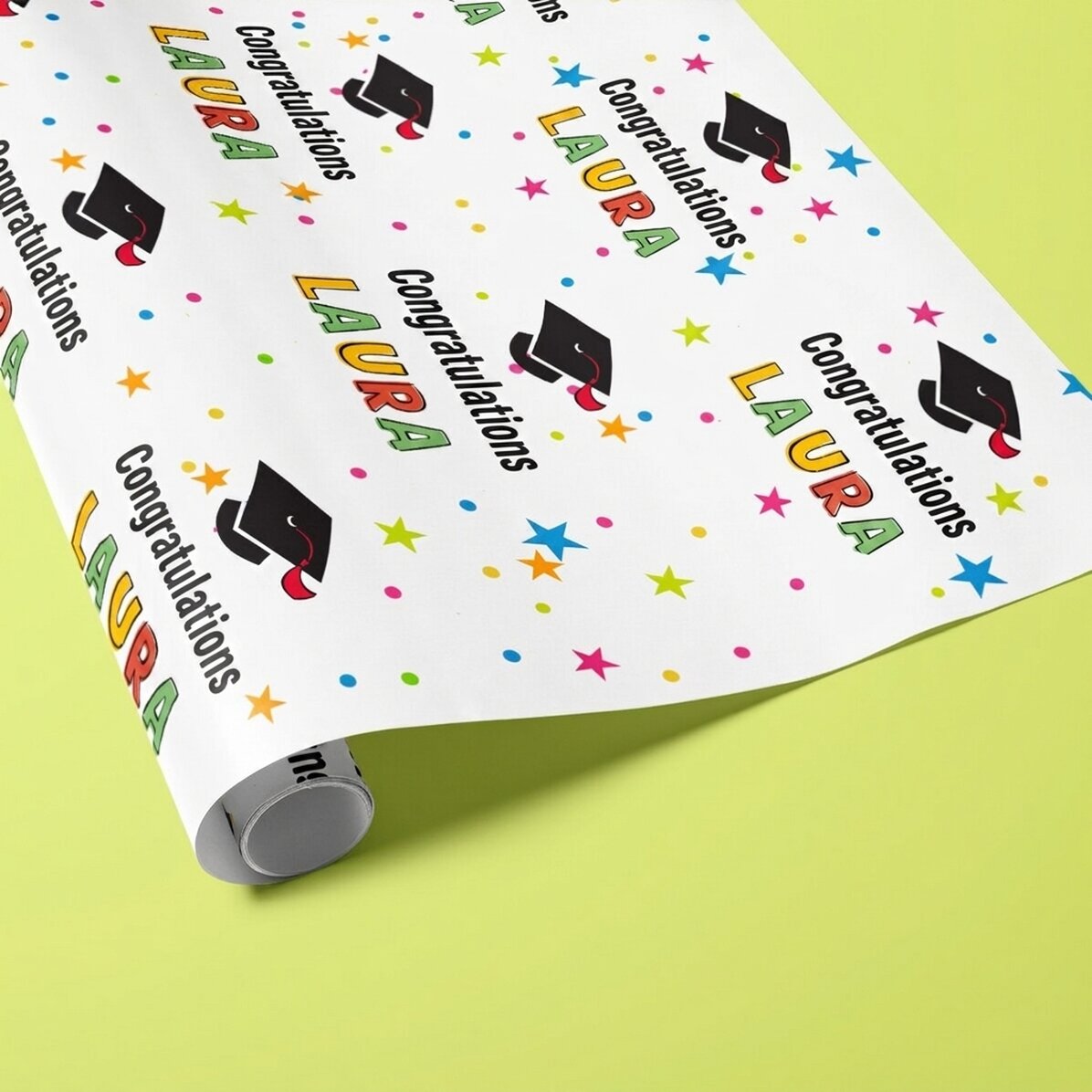 Individuell gestaltetes Geschenkpapier mit Text – Schulabschluss