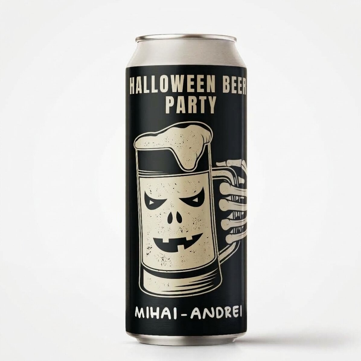 Bier in einer Dose mit individueller Beschriftung – Halloween-Bierparty