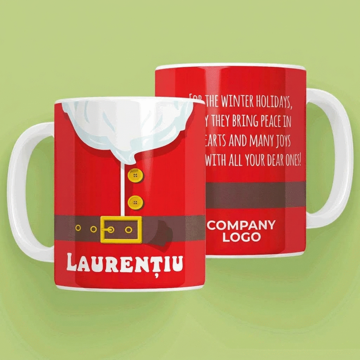 Personalisierte Tasse mit Text und Logo – Weihnachtsmann-Tasse