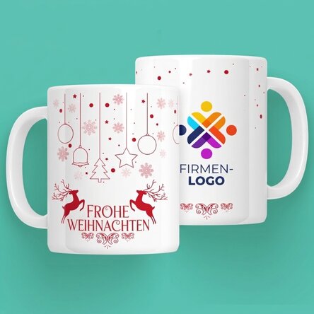 Personalisierte Tasse mit Logo – Die Rentiere des Weihnachtsmanns