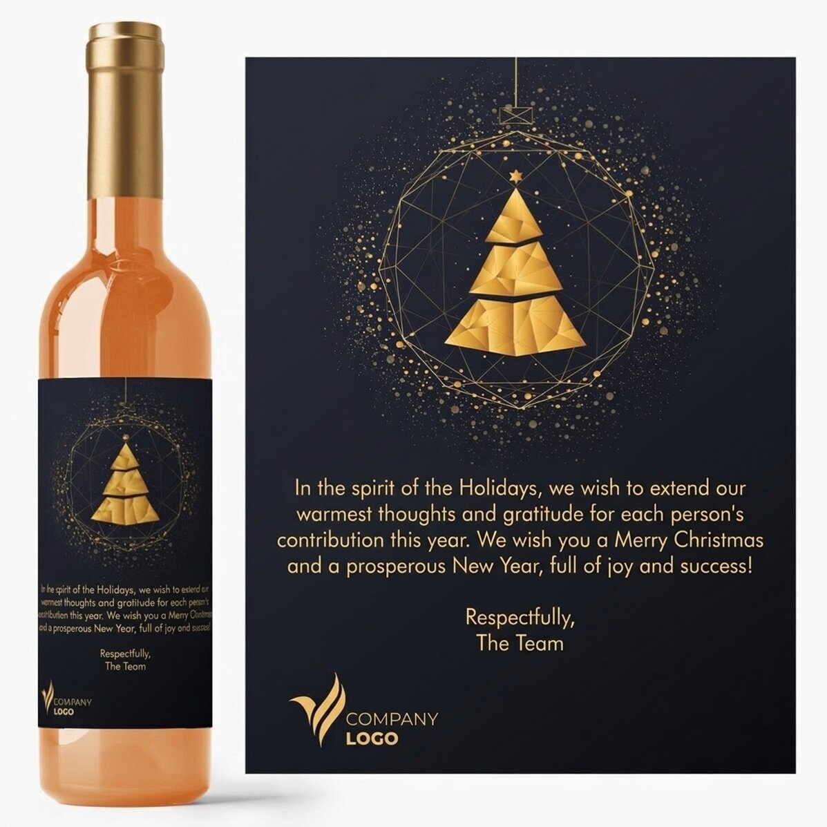Personalised wine with text and message - Gold