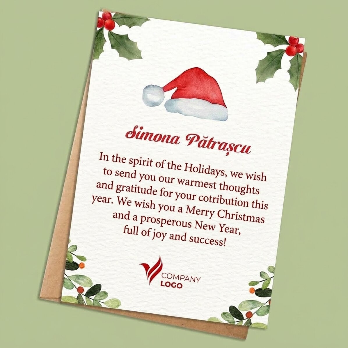 Personalisierte Karte mit Logo und Text – Santa