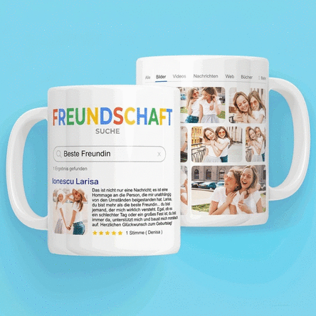 Personalisierte Tasse mit 9 Fotos und Text – Suche