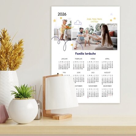 Individuell gestaltetes Kalenderposter mit 2 Fotos und Text – Familie