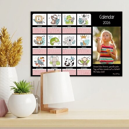 Individuell gestaltetes Kalenderposter mit Foto und Botschaft – Kinder