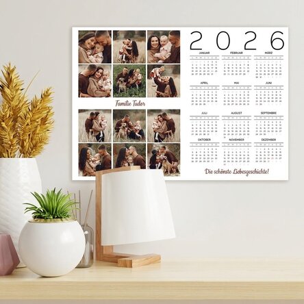 Individuell gestaltetes Kalenderposter mit 12 Fotos und einer Botschaft