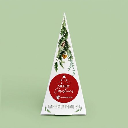 Individuell gestaltetes Tannenbaum-Pflanzset mit Logo und Botschaft