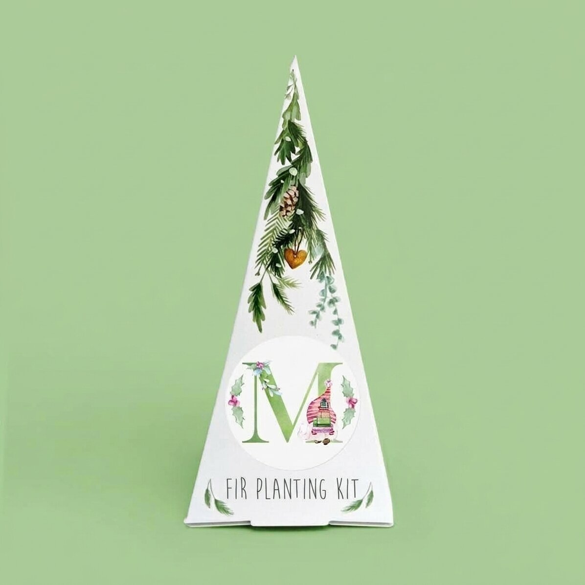 Individuell gestaltetes Tannenbaum-Pflanzset mit Monogramm