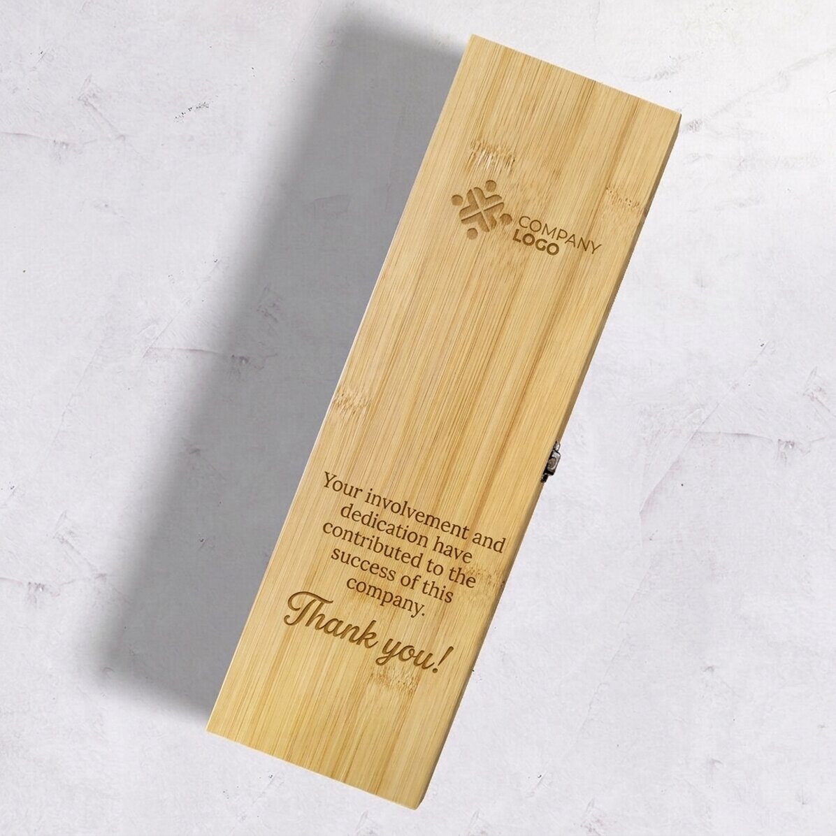 Weinkiste aus Bambus mit Zubehör, individuell gestaltet mit Logo und Text