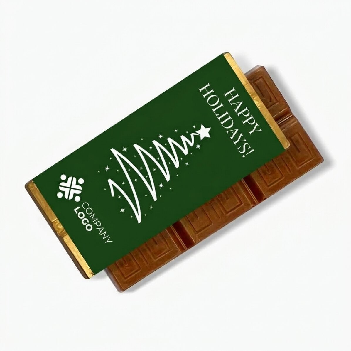 Personalisierte Mini-Schokoladentafel mit Logo und Botschaft – Frohe Feiertage