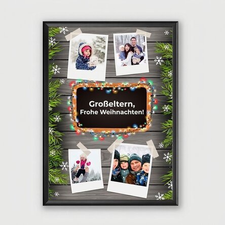 Individuell gestaltetes Bild mit 4 Fotos und Text – Weihnachtsmotiv