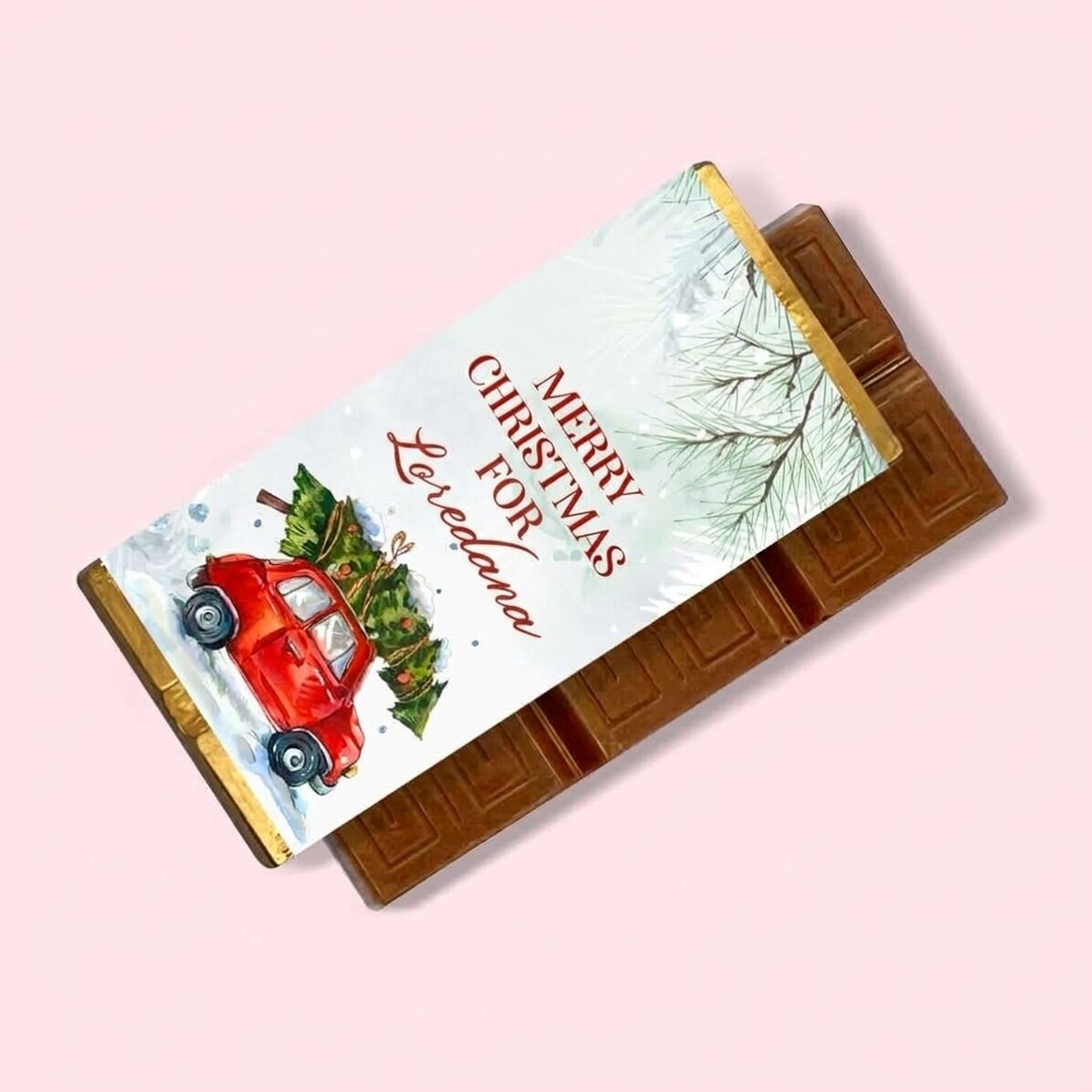 Personalisierte Mini-Schokoladentafel mit Botschaft – Frohe Weihnachten