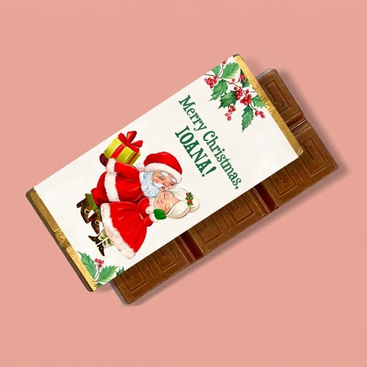 Personalisierte Mini-Schokoladentafel mit Weihnachtsbotschaft – Love