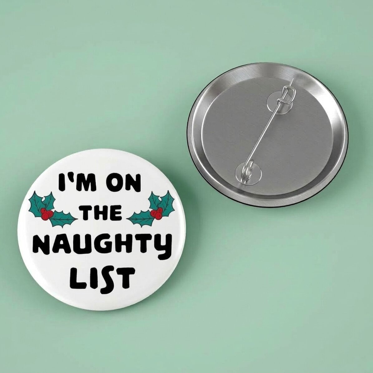 Personalisiertes Abzeichen mit Text – Naughty List
