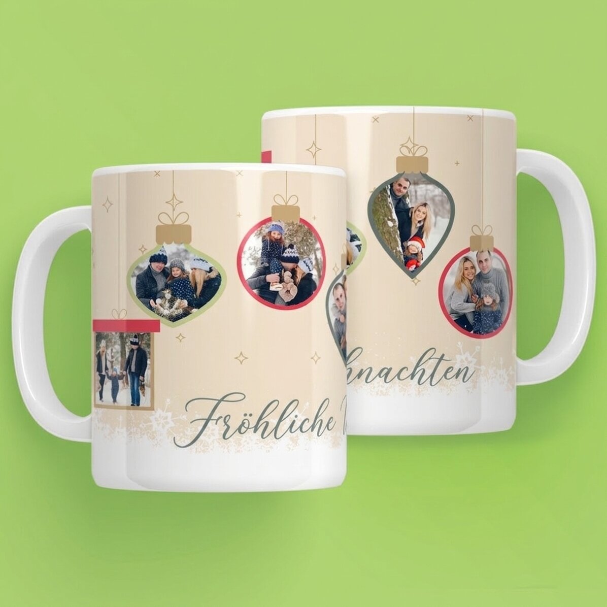 Personalisierte Tasse mit Text und Fotos – Weihnachtserinnerungen