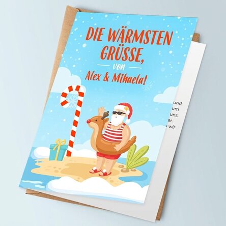 Personalisierte Grußkarte mit Weihnachtstext – Herzliche Grüße