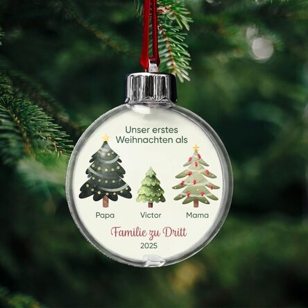 Personalisierter Globus mit Botschaft – Family of Three