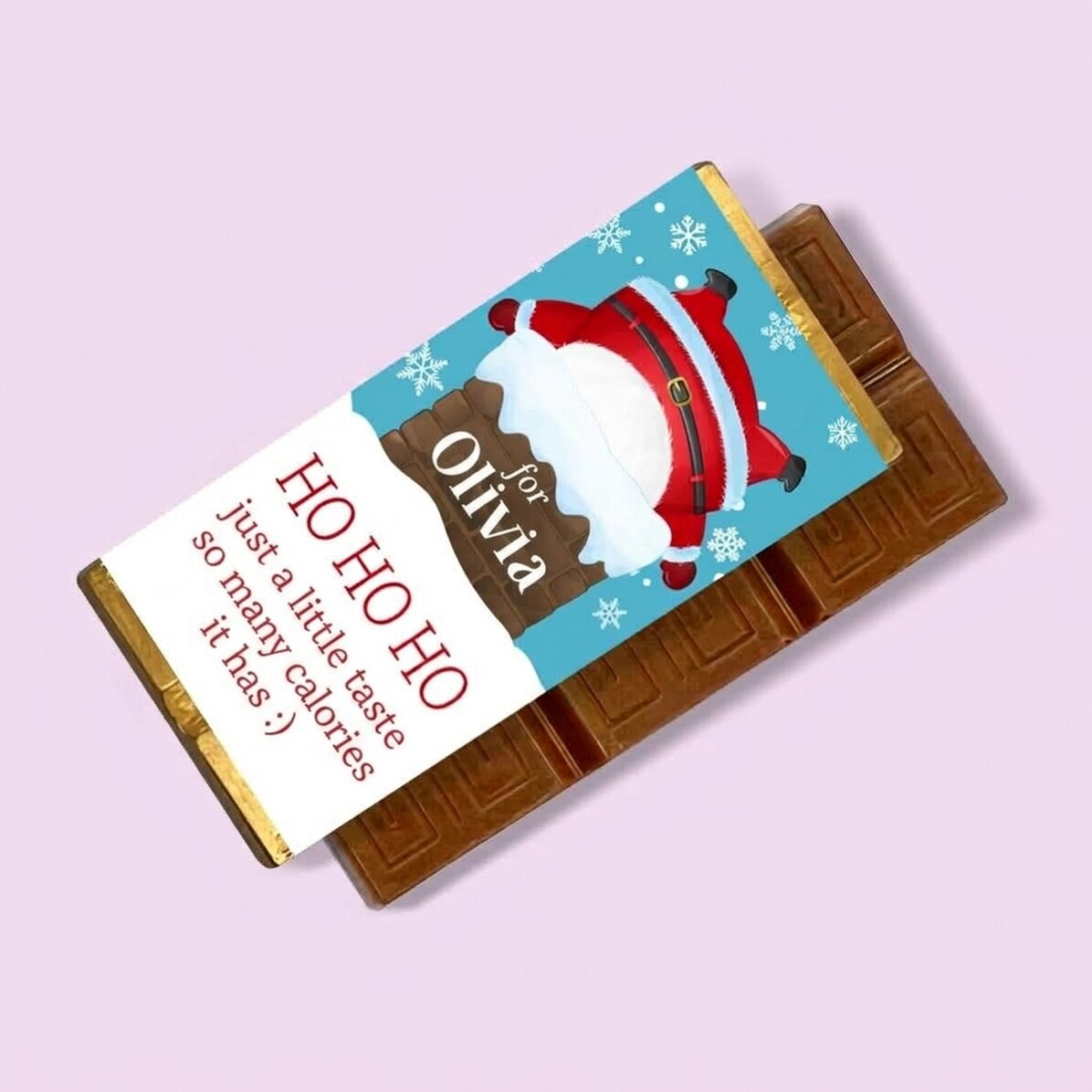 Personalisierte Mini-Schokoladentafel mit lustiger Weihnachtsbotschaft