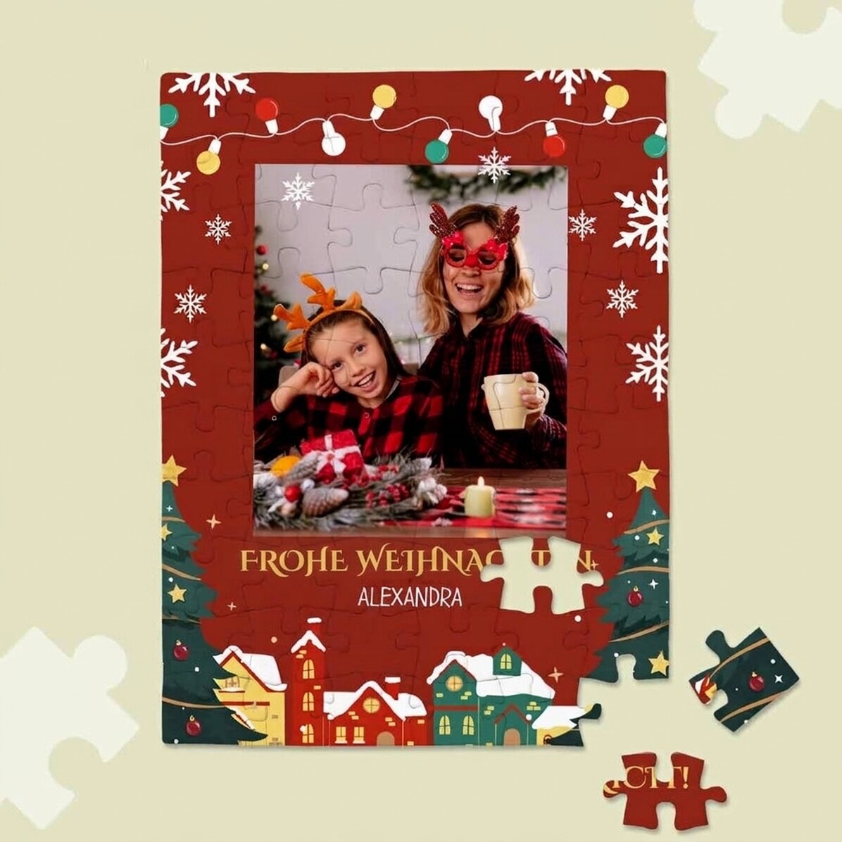 Individuell gestaltetes Puzzle für Kinder – Frohe Weihnachten!