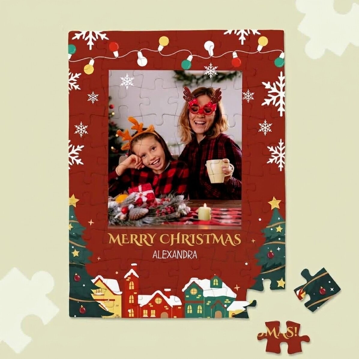 Individuell gestaltetes Puzzle für Kinder – Frohe Weihnachten!