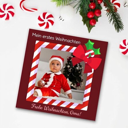 Individuell gestalteter Magnet 10x10 mit Foto und Text – Frohe Feiertage!