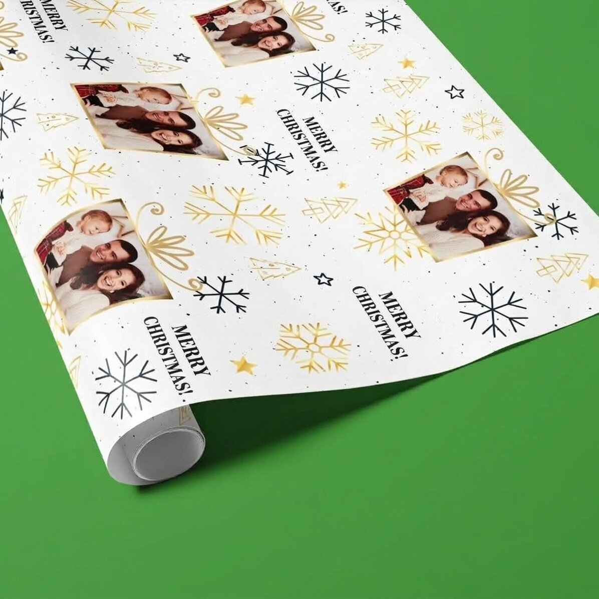 Individuell gestaltetes Geschenkpapier mit Foto und Botschaft – Das Weihnachtsgeschenk